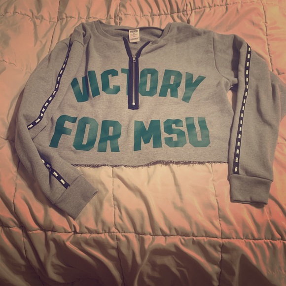 PINK Victoria's Secret Tops - Victoria Secret MSU cropped sweatshirt